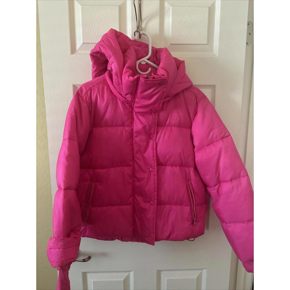 GAP Cold Control Max Pink Hooded Puffer Jacket Women Water Repellent Size S